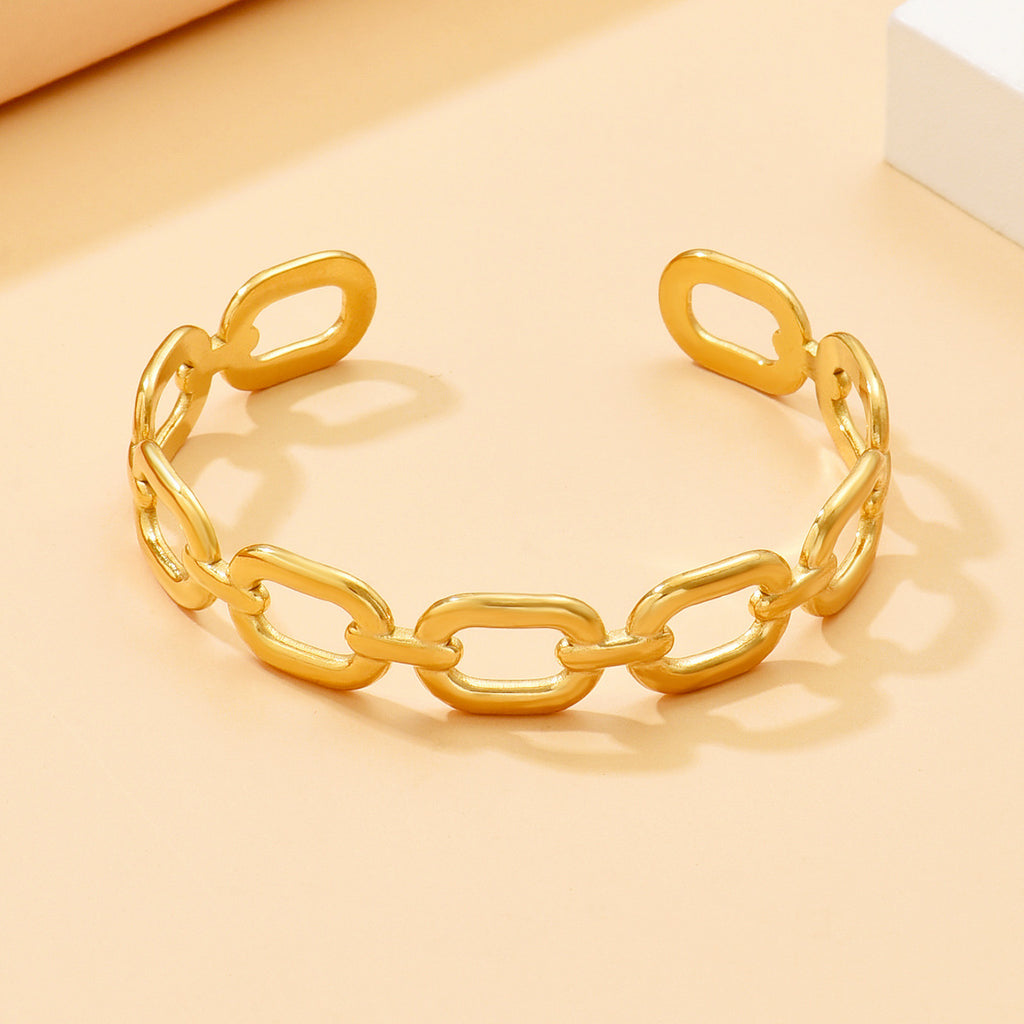 Minimalist Hollow Square Chain Link Stainless Steel Bracelet