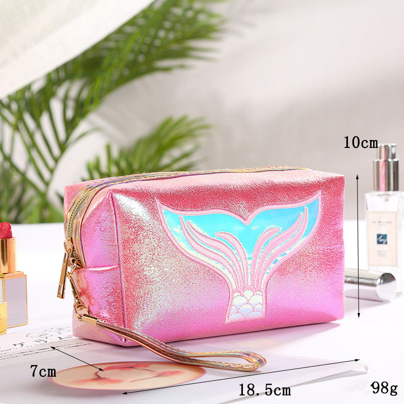 Borsa Trucchi Colorata in PU con Cartone Animato a Coda di Pesce