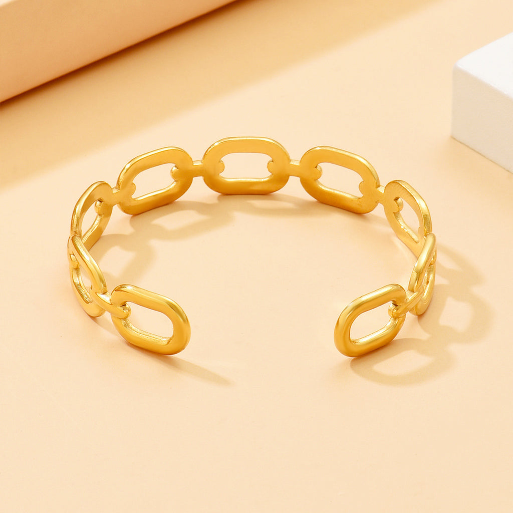 Minimalist Hollow Square Chain Link Stainless Steel Bracelet