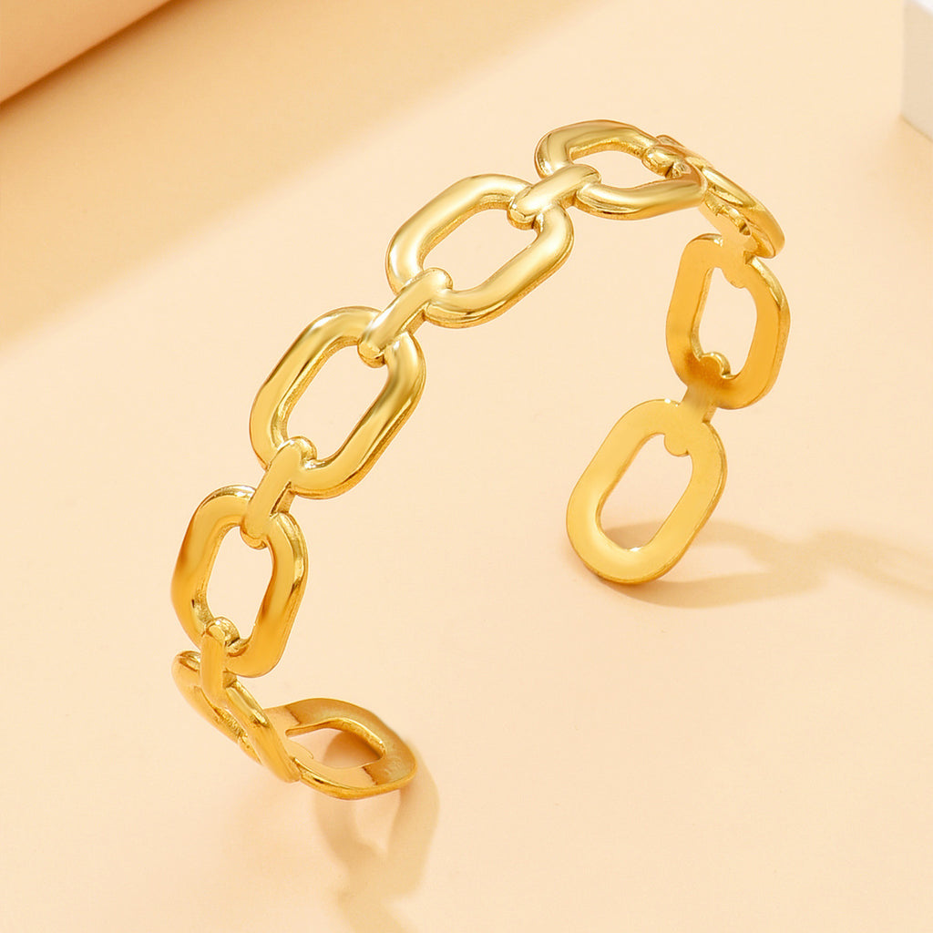 Minimalist Hollow Square Chain Link Stainless Steel Bracelet