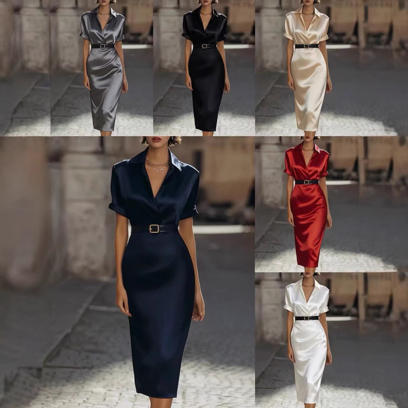 Abito attillato da donna con cintura in vita