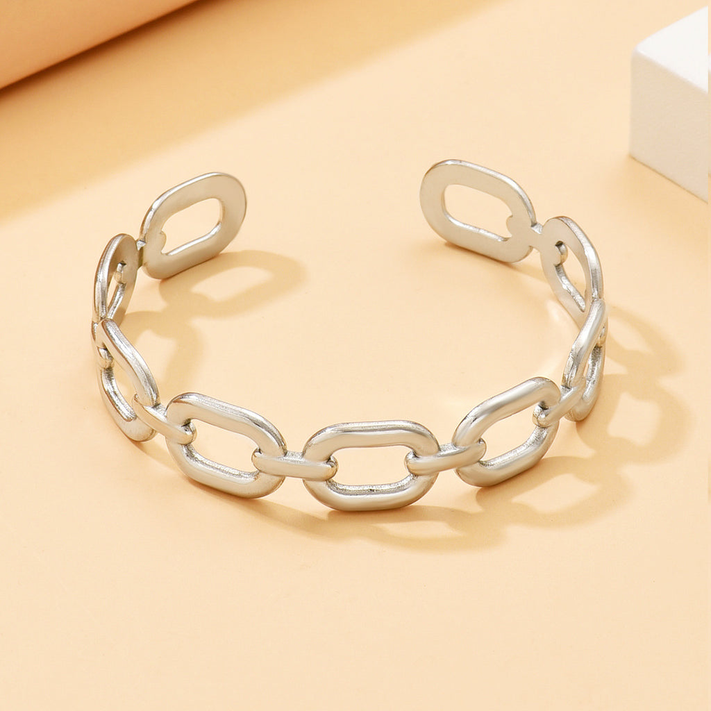 Minimalist Hollow Square Chain Link Stainless Steel Bracelet