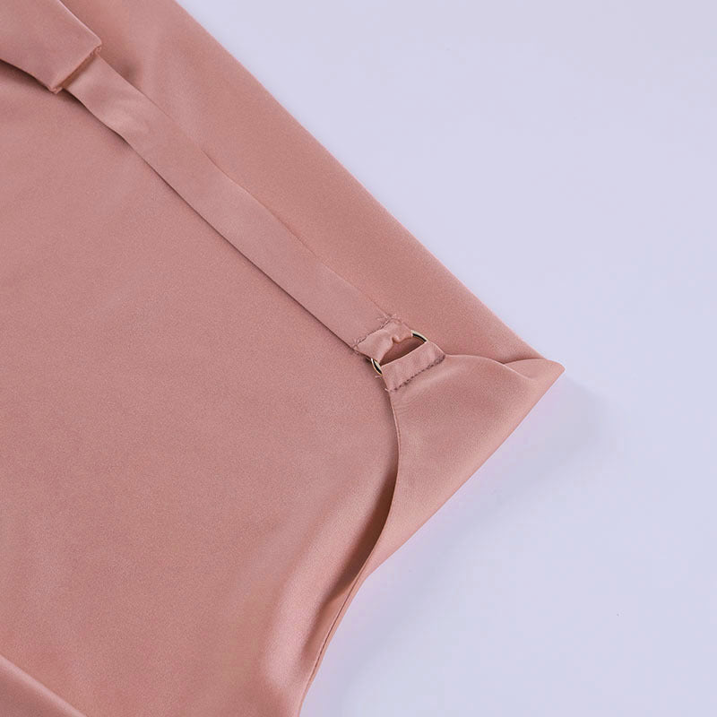 Vestito da Festa in Raso con Scollo a V e Schiena Scoperta