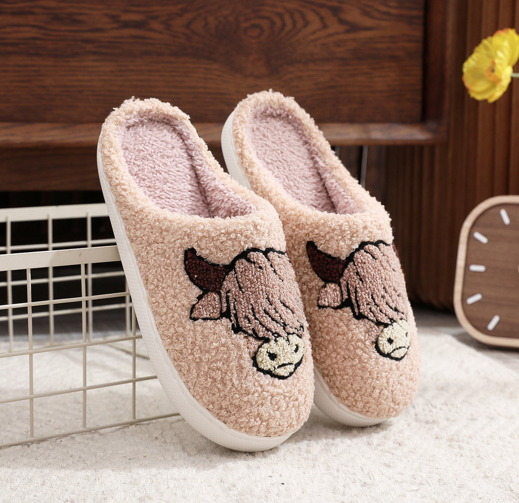 Pantofole in Cotone con Stampa Mucca delle Highlands – Idea Regalo Natale