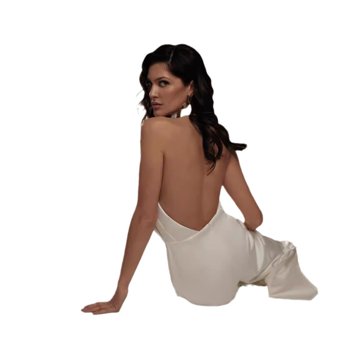 Tuta da donna senza maniche con scollo all'americana sexy senza schienale