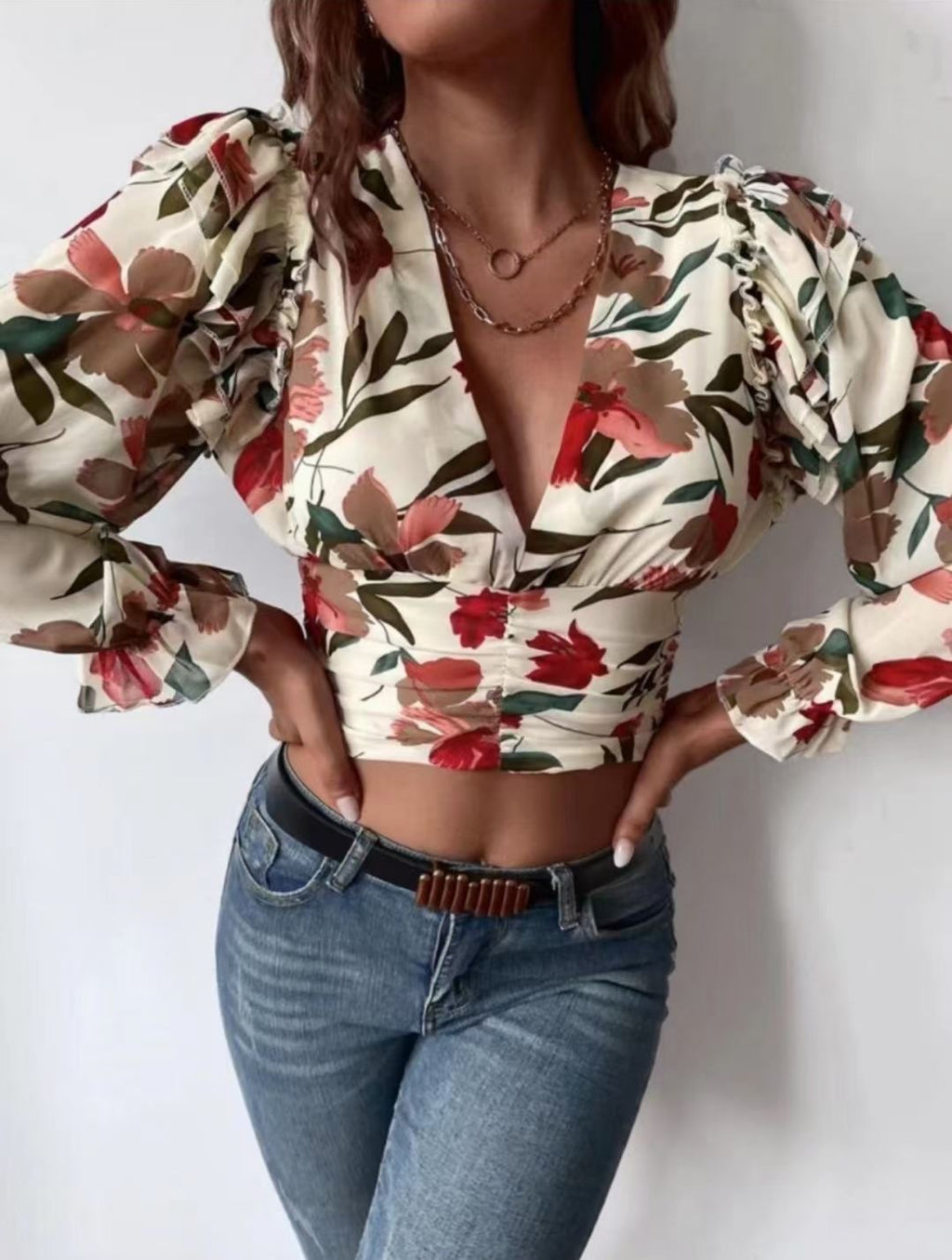 Top da donna a maniche lunghe, vestibilità slim (aderente)