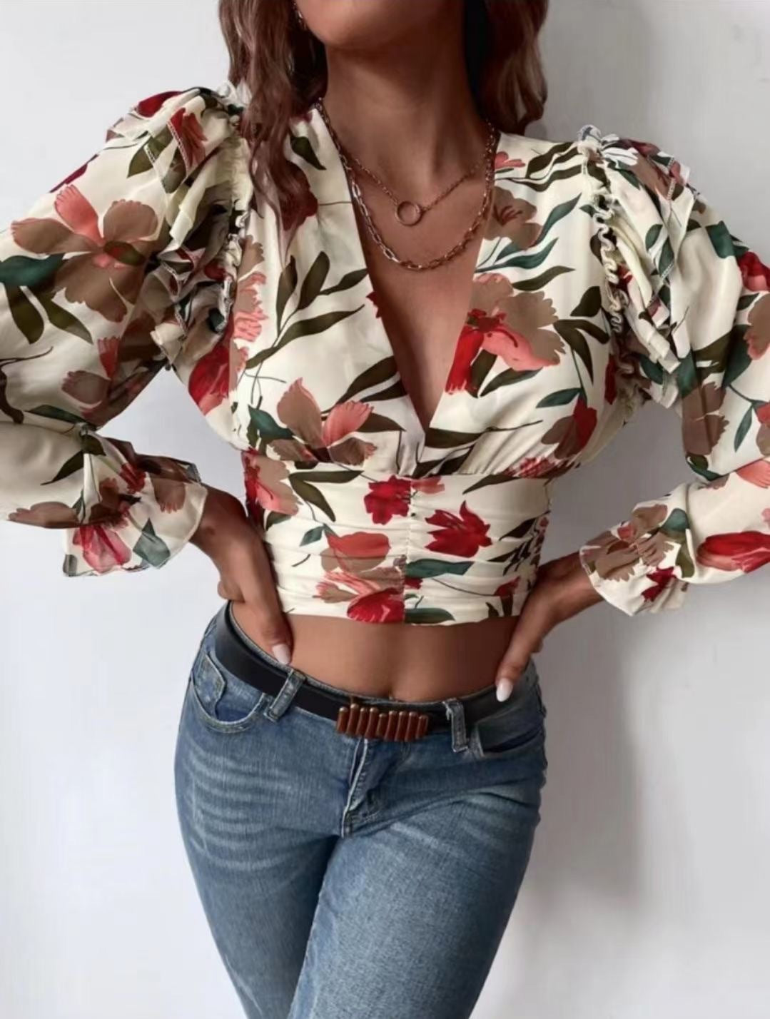 Top da donna a maniche lunghe, vestibilità slim (aderente)